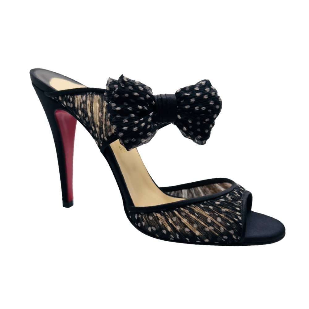 Christian Louboutin Miss Chief Mules Black/White Polkadot Crepe Satin/Chiffon 39 - Picture 6 of 12